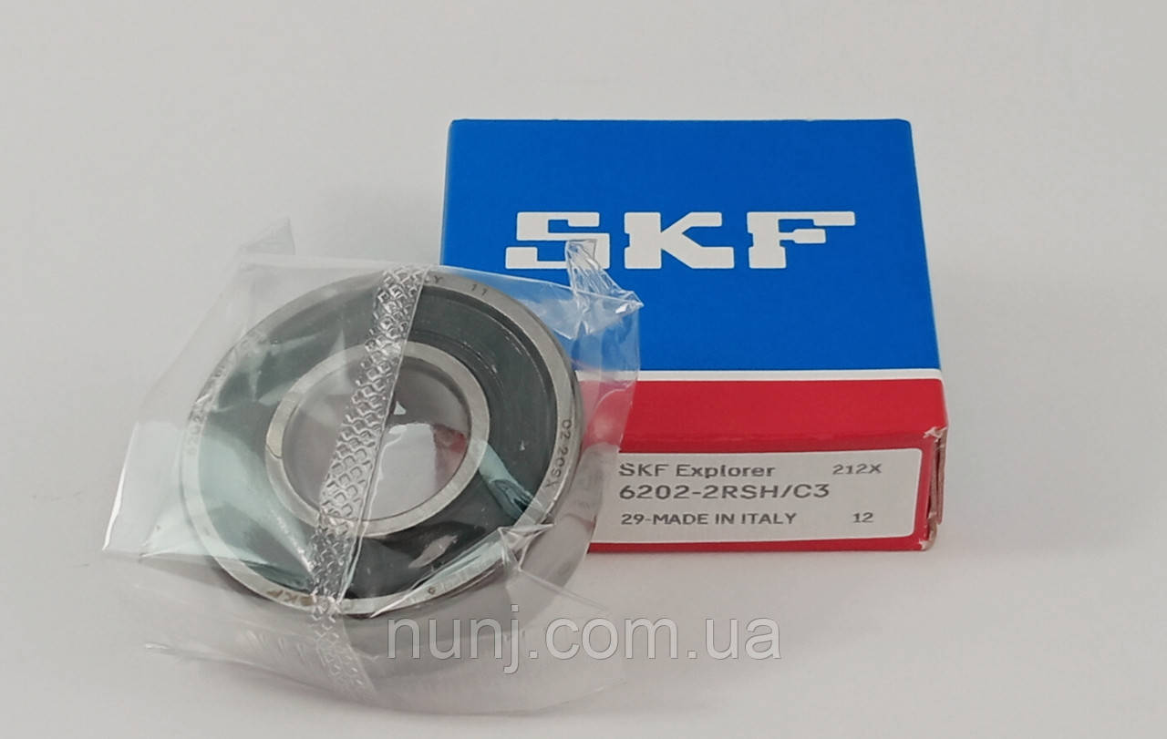Підшипник 6202-2RS-C3 SKF (70-180202) розміри: 15*35*11 кульковий радіальний закритий, фото 1