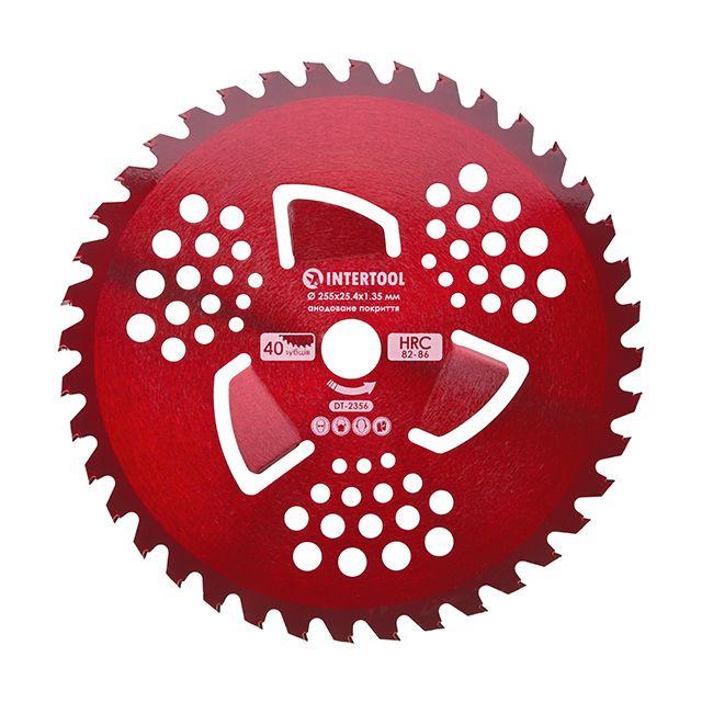 Ніж для мотокоси/тримера з твердосплавними напайками ø255*25.4*1.35 мм, 40T, HRC 82-86, 3 підрізні лопаті, riven, фото 1