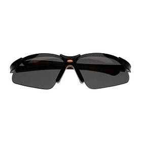 Окуляри захисні затемнені, матеріал - полікарбонат; завушини чорного кольору, матеріал - нейлон; гумова riven