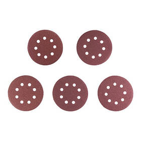 Круг наждаковий самоклейний 125 мм з отворами , папір класу С, густина - 140 г/м², К40, уп. 5 од. INTERTOOL riven