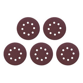 Круг наждаковий самоклейний 125 мм з отворами , папір класу С, густина - 140 г/м², К80, уп. 5 од. INTERTOOL riven