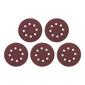 Круг наждаковий самоклейний 125 мм з отворами , папір класу С, густина - 140 г/м², К100, уп. 5 од. INTERTOOL riven