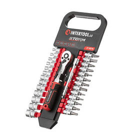 Набір торцевих головок 1/4" 4-14 мм, TORX ET-8018, головки PH HEX FD, храповий механізм 72 зуба, набір головок 28 шт. riven