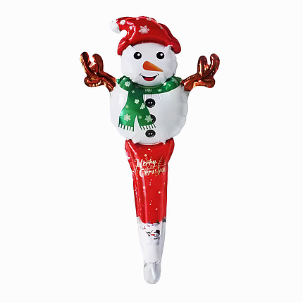 Фольгована кулька  Паличка біта Сніговик 55х25см (21") | Різнокольоровий | Новий рік, фото 1