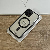 Чохол для iPhone 12 з MagSafe, прозорий TPU з чорними бортиками та захистом камери лінзами