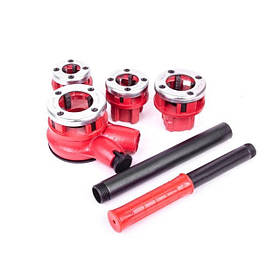 Набір плашок INTERTOOL SD-8004 для різьблення із 4 штук (1/2"; 3/4"; 1"; 1 1/4"), плашки для зовнішньої різьби на трубах riven