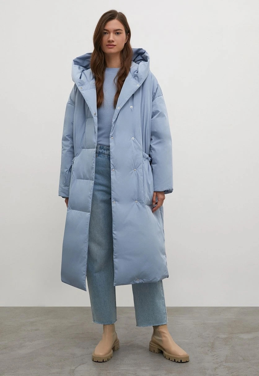 Довгий жіночий пуховик oversize Finn Flare FWB11023-124 блакитний XS/S, фото 1