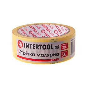 Стрічка малярська 38 мм, 20 м, жовта INTERTOOL DM-3820 riven