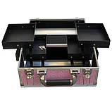 Кейс для майстра манікюру - косметичка-органайзер складний для бьюті майстра, валіза ADH-1403SJ рожева, фото 5