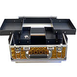 Кейс для майстра манікюру, розкладний органайзер із замками - універсальна валіза ADH-1403SJ золотий ромб, фото 8