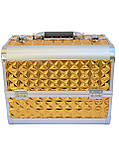 Кейс для майстра манікюру, розкладний органайзер із замками - універсальна валіза ADH-1403SJ золотий ромб, фото 2