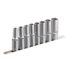Набір подовжених головок на планці: 10-22 мм, 1/2", 8 од. INTERTOOL ET-6009, Подовжені головки на планці riven