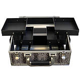 Кейс для бьютімайстра - розкладний органайзер для манікюрних інструментів ADH-1403SW текстура "змія" чорний, фото 5