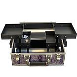 Кейс для манікюрних інструментів, тату, візаж, побутове приладдя ADH-1403SW текстура "змія" фіолетовий, фото 7