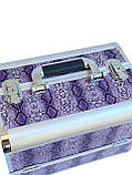 Кейс для манікюрних інструментів, тату, візаж, побутове приладдя ADH-1403SW текстура "змія" фіолетовий, фото 4