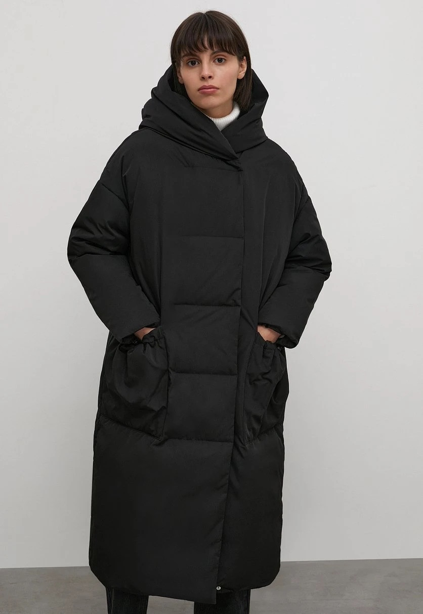 Довгий жіночий пуховик oversize Finn Flare FWB11023-200 чорний XS/S, фото 1
