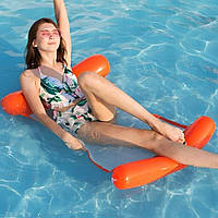 Надувний матрац для плавання "Гамак" з сіткою та підголівником, 120x80см, Помаранчевий (Матрац для води)