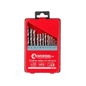 Набір свердел по металу HSS, 13 шт (1.5 - 6.5), полірована сталь INTERTOOL SD-0113 riven