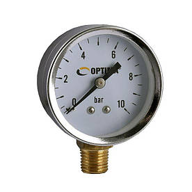 Манометр "Optima" 10 атм. 50 мм нижнє під'єднання нерж.корпус (Y50 - NFC-2)