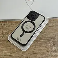 Чохол для iPhone 13 Pro з MagSafe, прозорий TPU з чорними бортиками та захистом камери лінзами