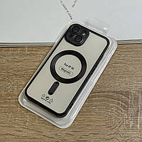 Чохол для iPhone 14 з MagSafe, прозорий TPU з чорними бортиками та захистом камери лінзами