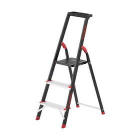 Стрем'янка на 3 сходинки, драбина з лотком для інвентарю, драбина висотою 0.6 м, INTERTOOL LT-0053 riven
