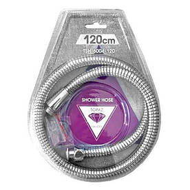 Шланг для душа TOPAZ TSH-6004-1,20м хром 120см Посилений з гайкою, що обертається, Blister
