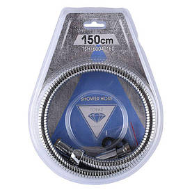 Шланг для душа TOPAZ TSH-6004-1,50м хром 150см Посилений з гайкою, що обертається, Blister