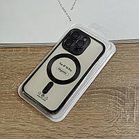 Чохол для iPhone 14 Pro з MagSafe, прозорий TPU з чорними бортиками та захистом камери лінзами
