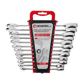 Набір ключів комбінованих з храповим механізмом 12 од.: 8-19 мм (8-9-10-11-12-13-14-15-16-17-18-19), Cr-V, riven