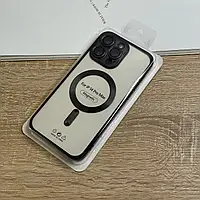 Чохол для iPhone 14 Pro Max з MagSafe, прозорий TPU з чорними бортиками та захистом камери лінзами
