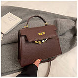 Жіноча сумка XCY-27880 велика крос-боді темно коричнева, фото 3