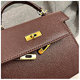 Жіноча сумка XCY-27880 велика крос-боді темно коричнева, фото 4