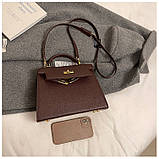 Жіноча сумка XCY-27880 велика крос-боді темно коричнева, фото 5