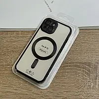Чохол для iPhone 15 з MagSafe, прозорий TPU з чорними бортиками та захистом камери лінзами