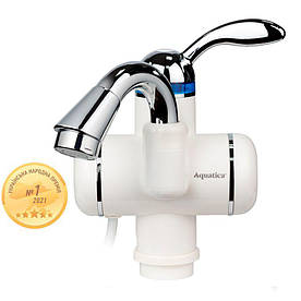 Кран-водонагрівач проточний s95 3.0 кВт для раковини гусак вигнутий на гайці Aquatica (LZ-5A111W) 9795003