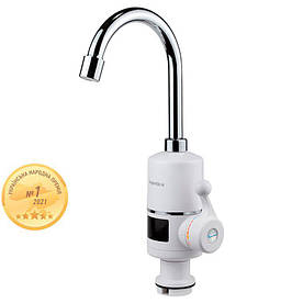 Кран-водонагрівач проточний s97 3.0кВт для кухні гусак вухо на гайці з дисплеєм Aquatica (NZ-6B142W) 9797113