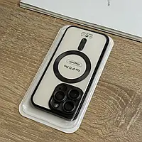 Чохол для iPhone 15 Pro з MagSafe, прозорий TPU з чорними бортиками та захистом камери лінзами