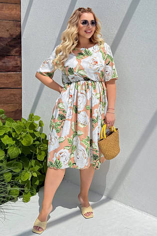 Красива сукня батал 58 60 розмір софт кишені в талії резинка, фото 1