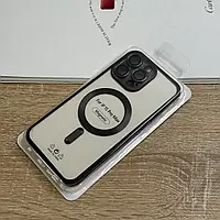 Чохол для iPhone 15 Pro Max з MagSafe, прозорий TPU з чорними бортиками та захистом камери лінзами