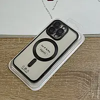 Чохол для iPhone 16 Pro з MagSafe, прозорий TPU з чорними бортиками та захистом камери лінзами