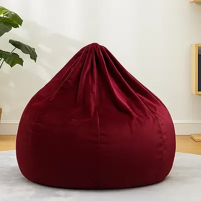 Велюрове крісло мішок груша для дітей від 3 років / М'яке сидіння приймає форму тіла 70х65 см Бордовий чохол