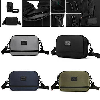 Чоловіча сумка тканинна 15*23 см через плече на блискавці з кишенею в різних варіантах Kay