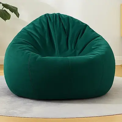 Велюрове крісло мішок груша в дитячу для релакс / М'яке сидіння приймає форму тіла 70х65 см Зелений чохол