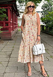 Жіноче літне плаття без рукавів з натуральної тканини (з M по 2XL)