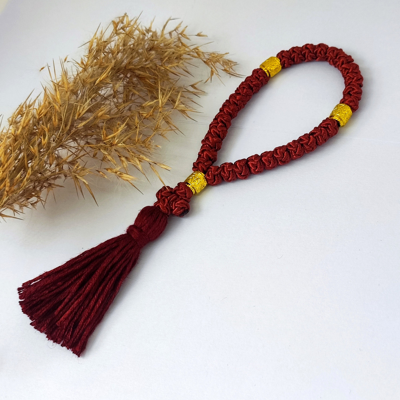 Чотки із шовкової нитки червоні на 30 вузлів, фото 1