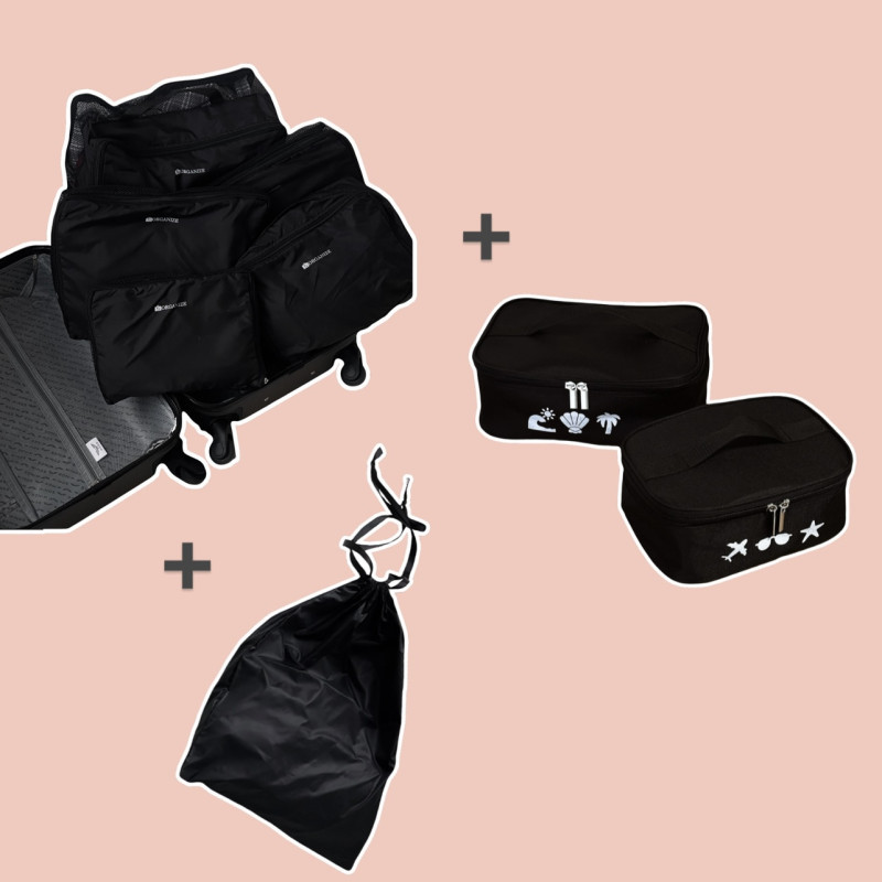 Набір органайзерів для одягу та косметики у валізу (чорний), фото 1