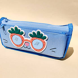 Шкільний пенал-косметичка з 2 відділеннями Окуляри, блакитний