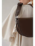 Жіноча сумка 02649 сідло крос-боді коричнева, фото 4
