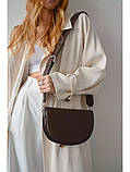 Жіноча сумка 02649 сідло крос-боді коричнева, фото 7